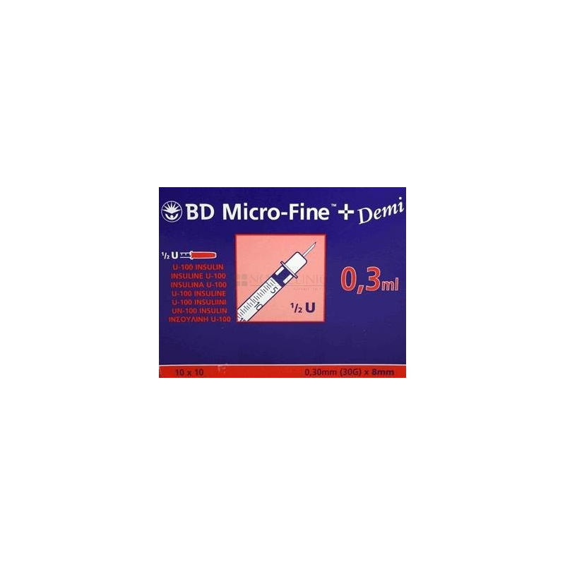 JERINGA 0.3 ML INSUL.C/AG 30GX0.3X8mm C/100 Uds