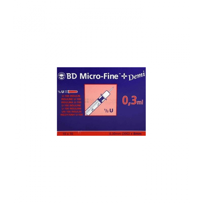 JERINGA 0.3 ML INSUL.C/AG 30GX0.3X8mm C/100 Uds