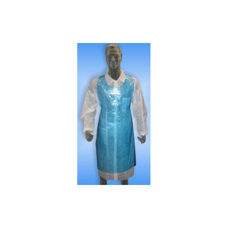 DELANTAL PLASTICO AZUL 100 Uds.